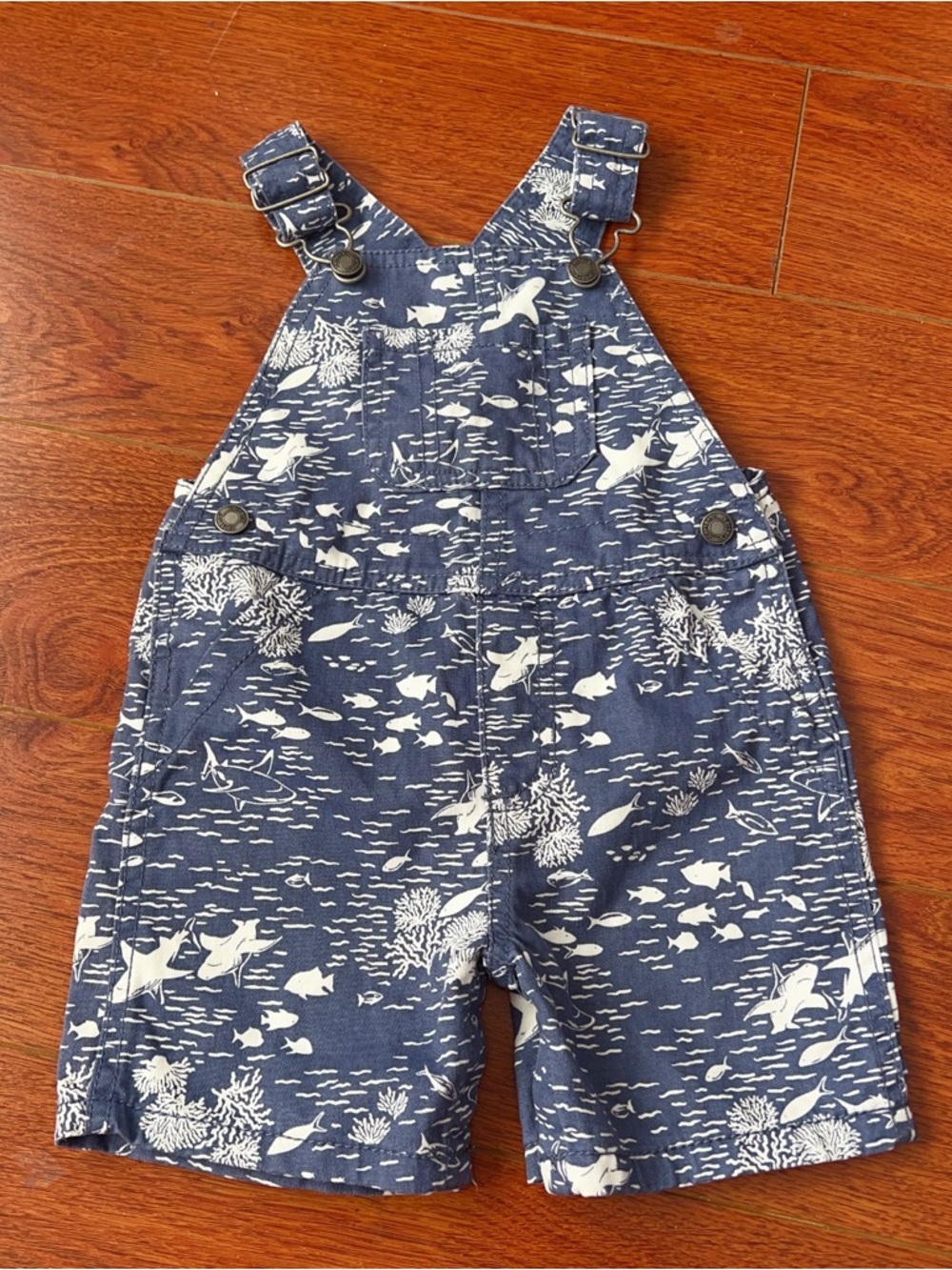 Carter’s Baby Overalls 12M | Ocean Print Shortalls | Adjustable Strap Outfit